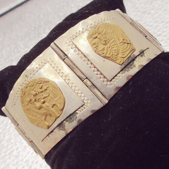 TAXCO STERLING 925 MAYAN INCAN AZTEC INDIANS STORYTELLER PANEL RARE BRAC…